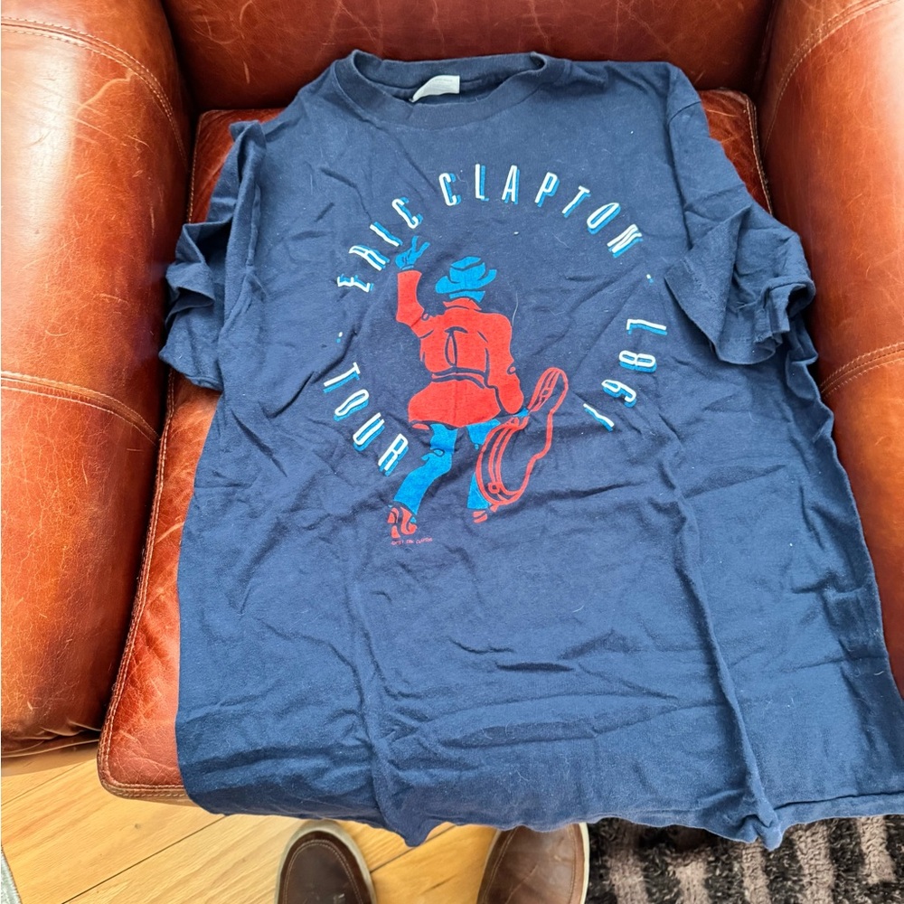 Eric Clapton 1987 Tour Shirt Navy Blue Graphic T-Shirt